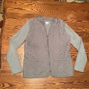 Croft & Barrow grey sweater with quilted “vest” look front. Size M.